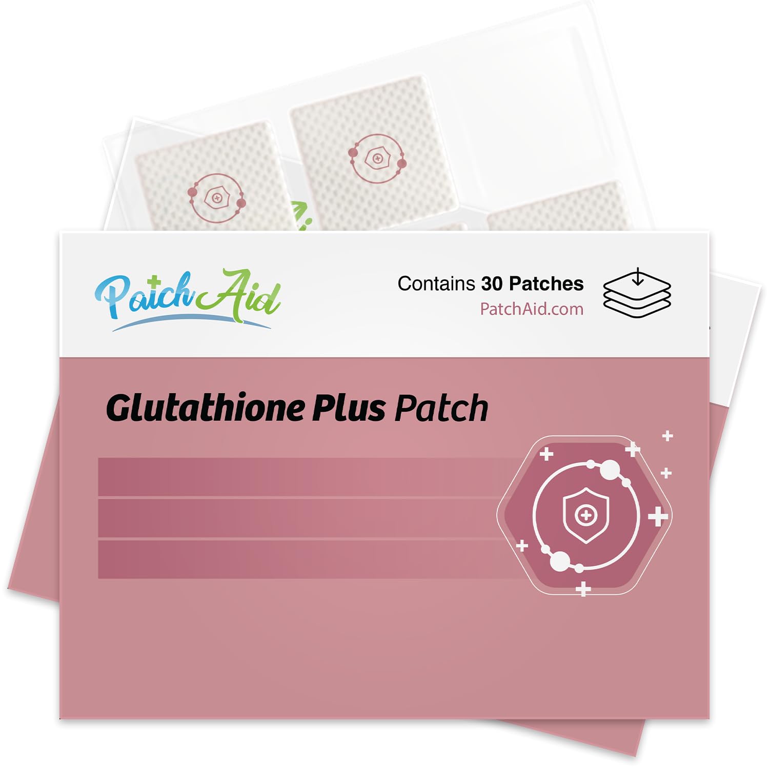 PatchAid Glutathione Plus Parche Tópico | 100mg L-Glutatión con Cardo Mariano, Vitamina C, Selenio y Coenzima Q10 – 30 Parches