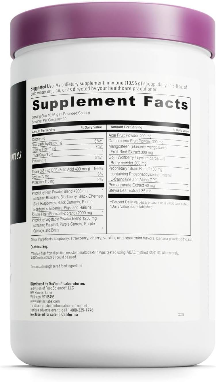DAVINCI Labs Spectra Purples - Suplemento en polvo con antioxidantes - 30 porciones (328,5 g)