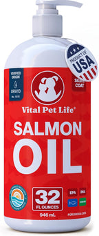 Aceite de Salmón para Perros y Gatos - Piel y Pelaje Saludables, Omega 3 EPA DHA, Apoyo Inmunológico y Cardíaco, Suplemento Líquido 946 ml