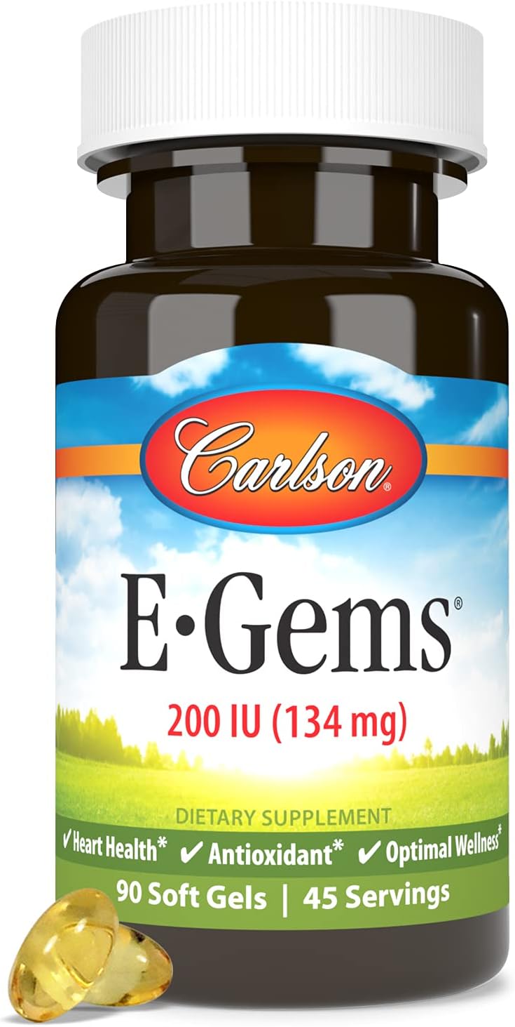Carlson E-Gems 200 IU (134 mg) Natural Vitamin E, 90 Soft Gels