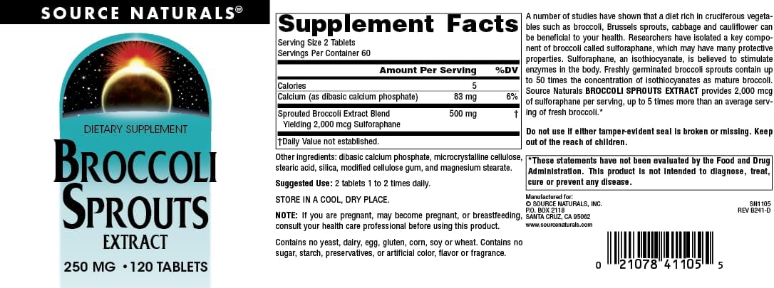 Source Naturals Broccosprouts Extract, 250 mg - 120 Tablets