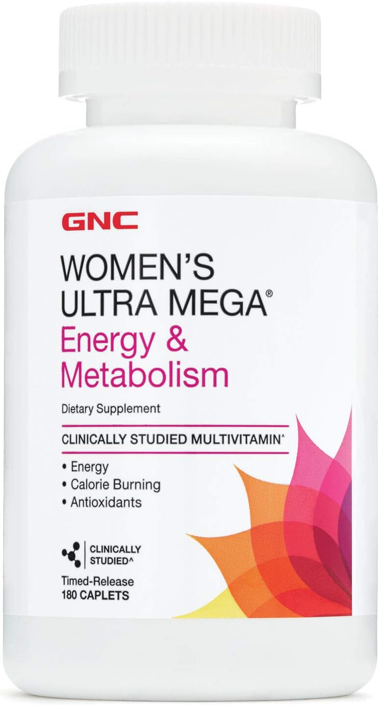 GNC Women's Ultra Mega Energy and Metabolism Multivitamin for Women, 180 caplets