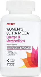 GNC Women's Ultra Mega Energy and Metabolism Multivitamin for Women, 180 caplets