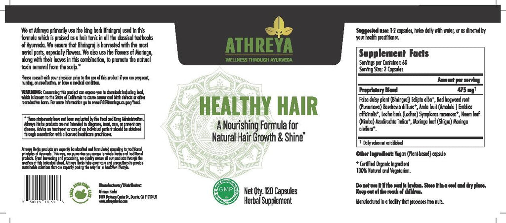 Athreya Herbs Healthy Hair Tablets con Vitamina C – 120 Comprimidos – Vegano, No GMO