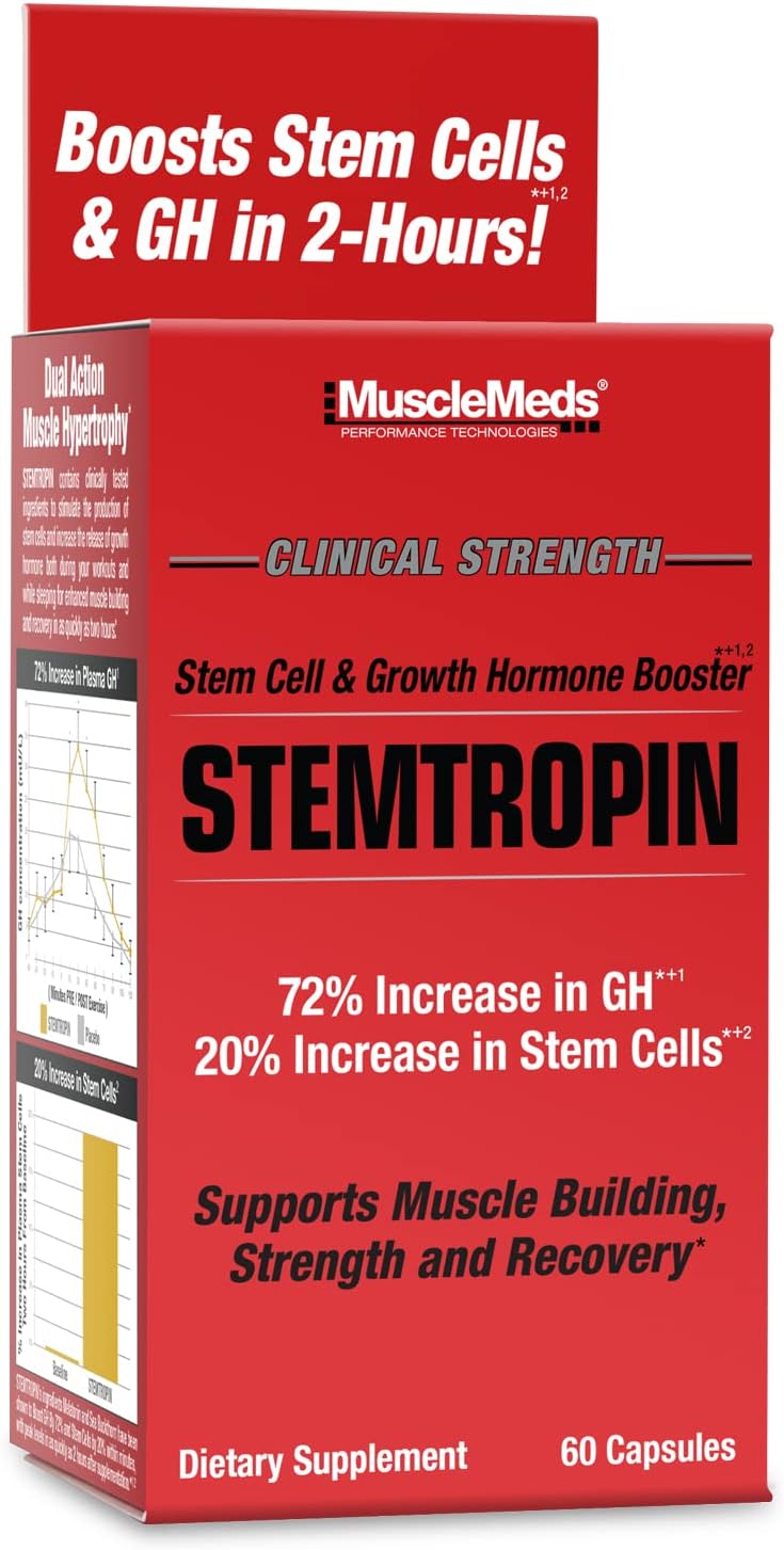MuscleMeds STEMTROPIN - Potenciador de Células Madre y Factor de Crecimiento, 60 Cápsulas Veganas