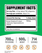 Extracto de Castaño de Indias en Polvo | Suplemento Herbal Sin Gluten | 700mg por Ración | 500g