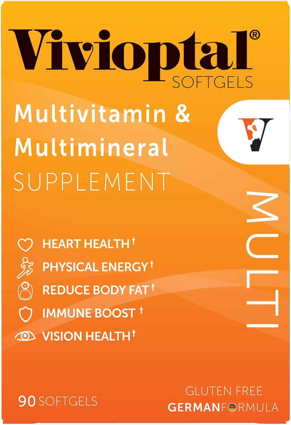 Vivioptal Multi, 90 Cápsulas Blandas, Multivitamínico y Multimineral, Sin Gluten, Fórmula Alemana