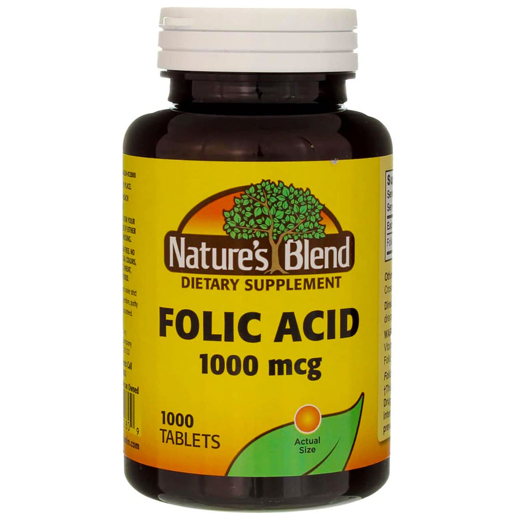 Nature's Blend Ácido Fólico 1000 mcg - 1000 Comprimidos (Pack de 3)