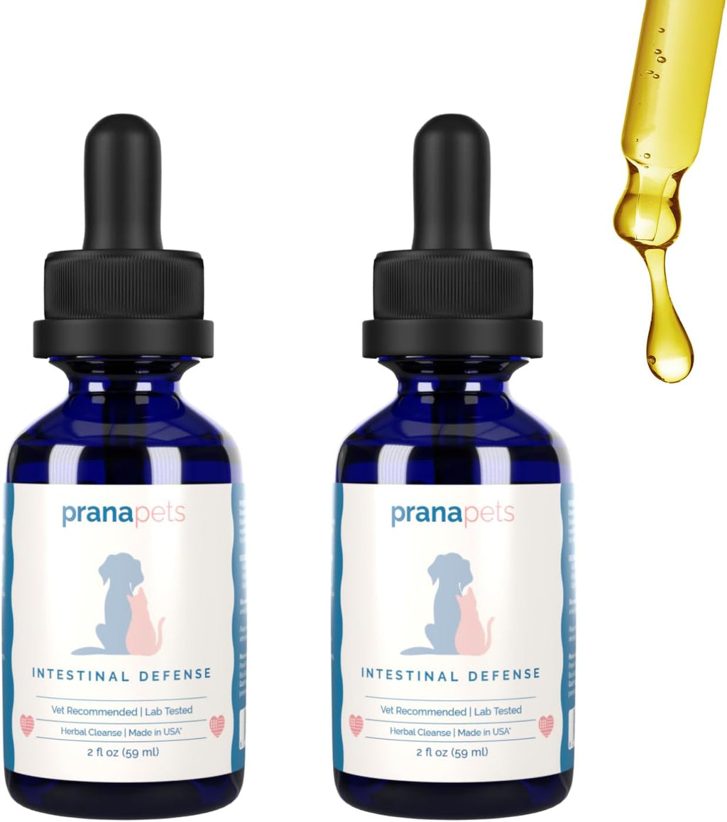 PranaPets Intestinal Defense Supplement for Dogs & Cats | Naturally Helps Digestive Issues in Pets | Herbal Formula | 2-Pack