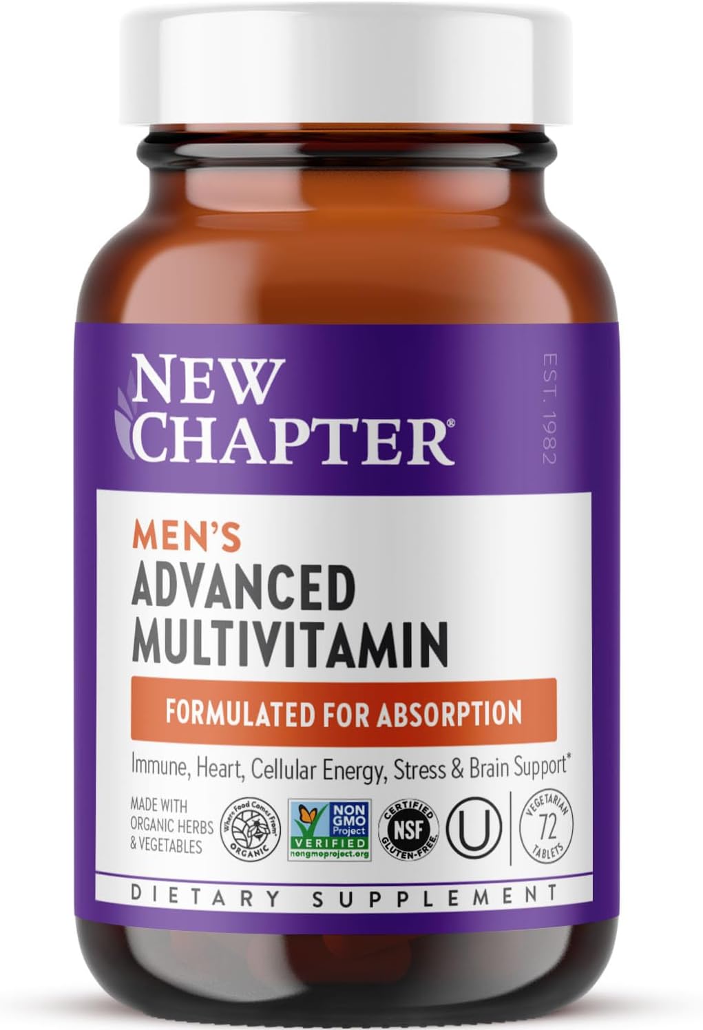 New Chapter Multivitamínico Avanzado para Hombres - Fórmula con Nutrientes Esenciales Fermentados, 72 comprimidos