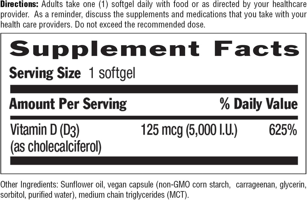 Country Life Vitamina D3 Vegana 5000 UI – 30 Cápsulas Blandas