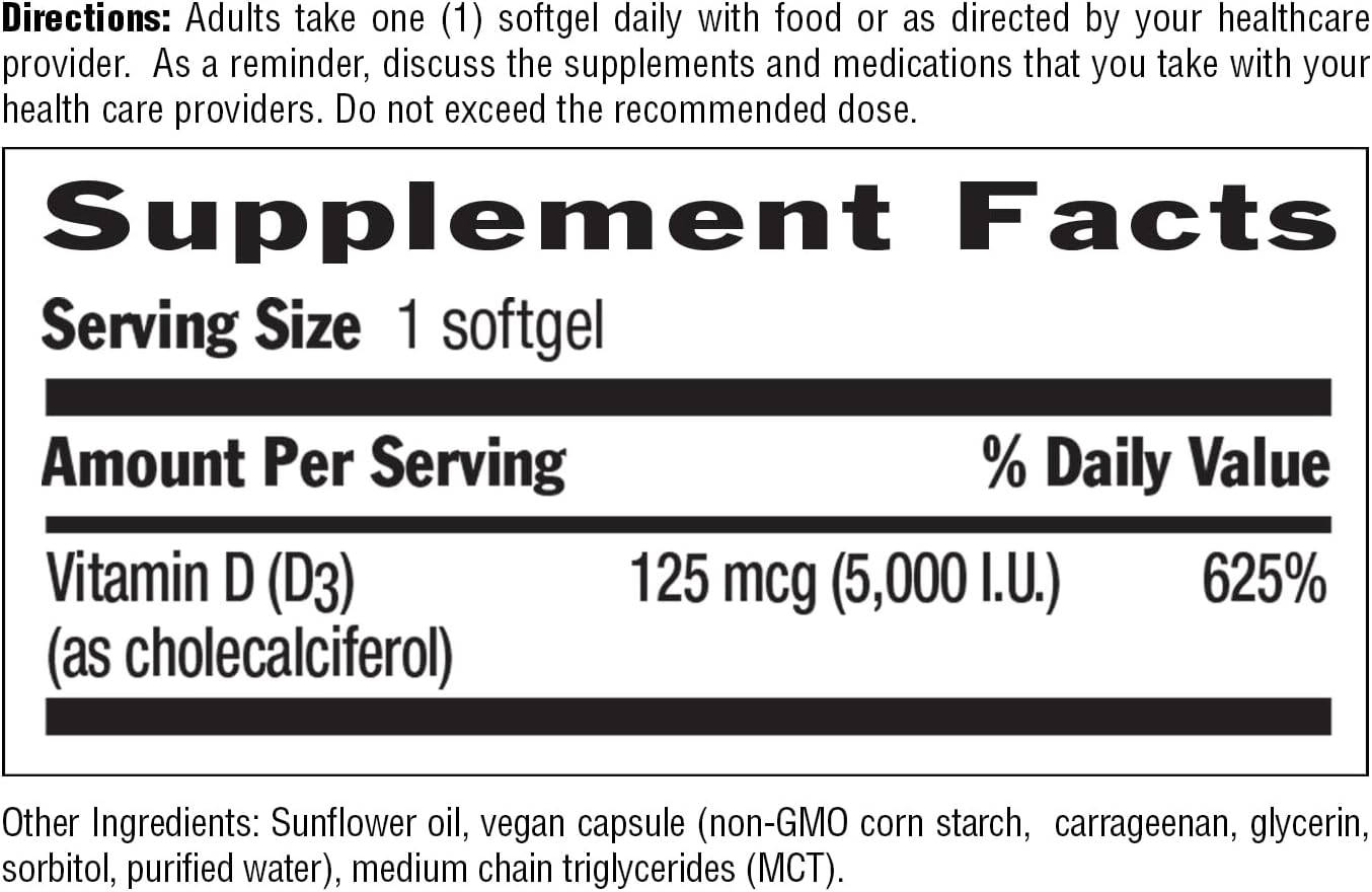 Country Life Vitamina D3 Vegana 5000 UI – 30 Cápsulas Blandas