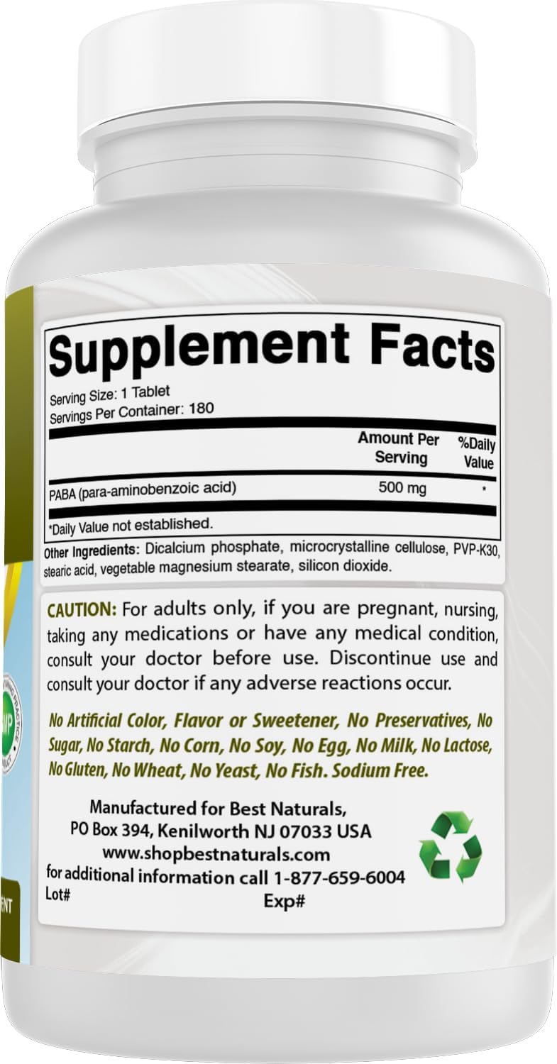 Best Naturals PABA 500 mg 180 Tabletas