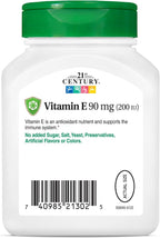 21st Century Vitamina E 200 UI (dl-alfa tocoferol) - Pack de 2 envases, 220 cápsulas blandas