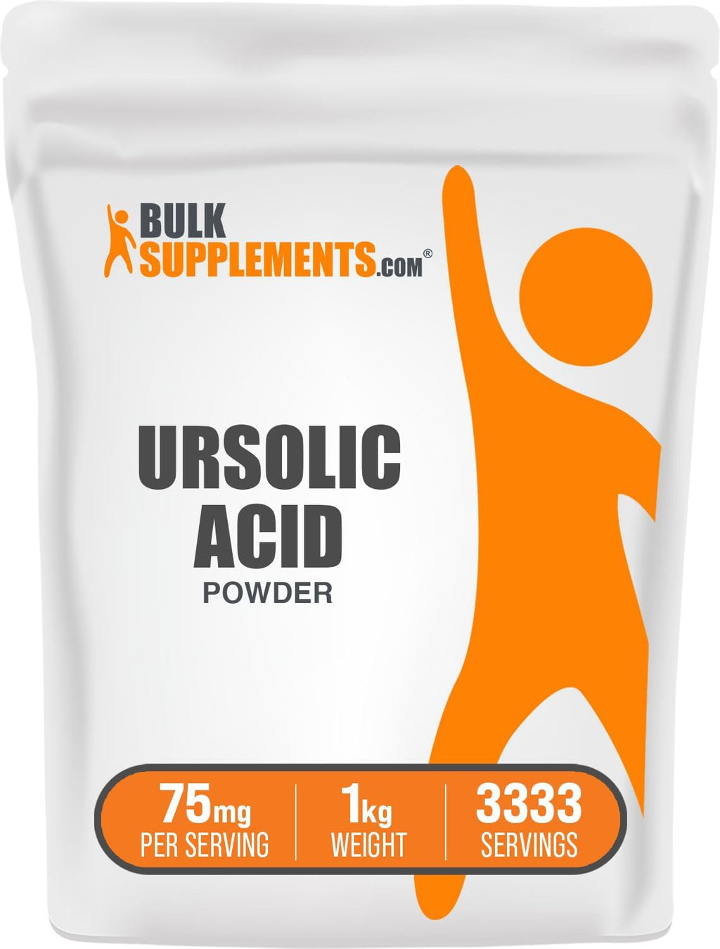 Ácido Ursólico en Polvo - BulkSupplements - Extracto de Hoja de Romero - Vegano y Sin Gluten - 125mg por Ración - 100g