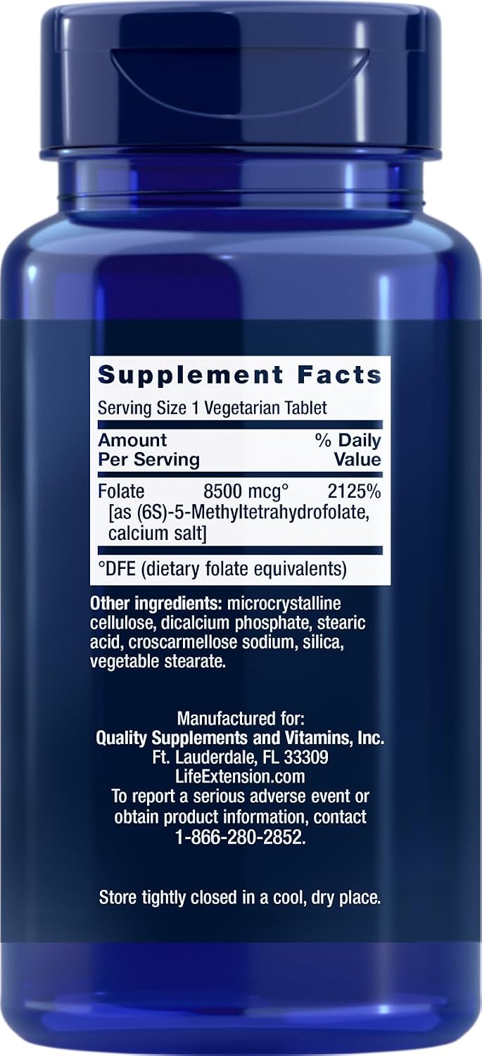 Life Extension High Potency Optimized Folate, 8500 mcg DFE, 120 Vegetarian Tablets