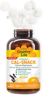 Country Life Cal-Snack - Comprimidos Masticables de Calcio y Magnesio con Vitamina D3, Sabor Naranja Vainilla