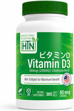 Health Thru Nutrition Vitamina D3 5000 IU (125 mcg) - 360 Cápsulas Blandas