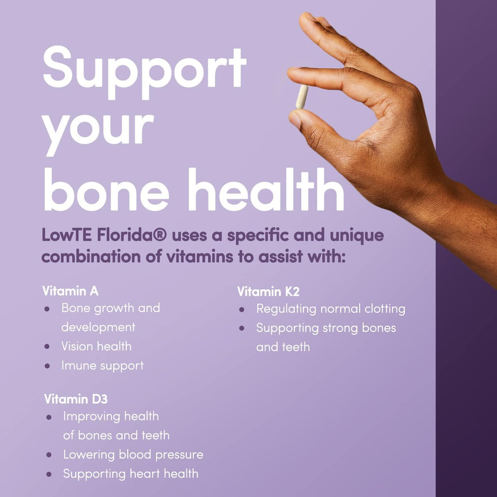 LowTE Florida ADK 10-90 Cápsulas | Complejo de Vitaminas A, D3 y K2 | Alta Potencia con D3 10.000 UI y K2 500 mcg