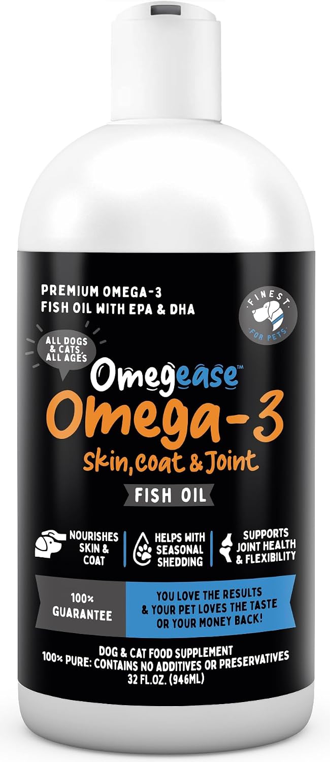100% Pure Fish Oil for Dogs & Cats (1.545 mg Omega 3 por Cucharadita) 946 ml - Omegease