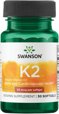 Swanson Vitamina K2 Natural (Menaquinona-7 de Natto) 50 mcg, 30 cápsulas blandas