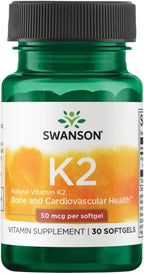 Swanson Vitamina K2 Natural (Menaquinona-7 de Natto) 50 mcg, 30 cápsulas blandas