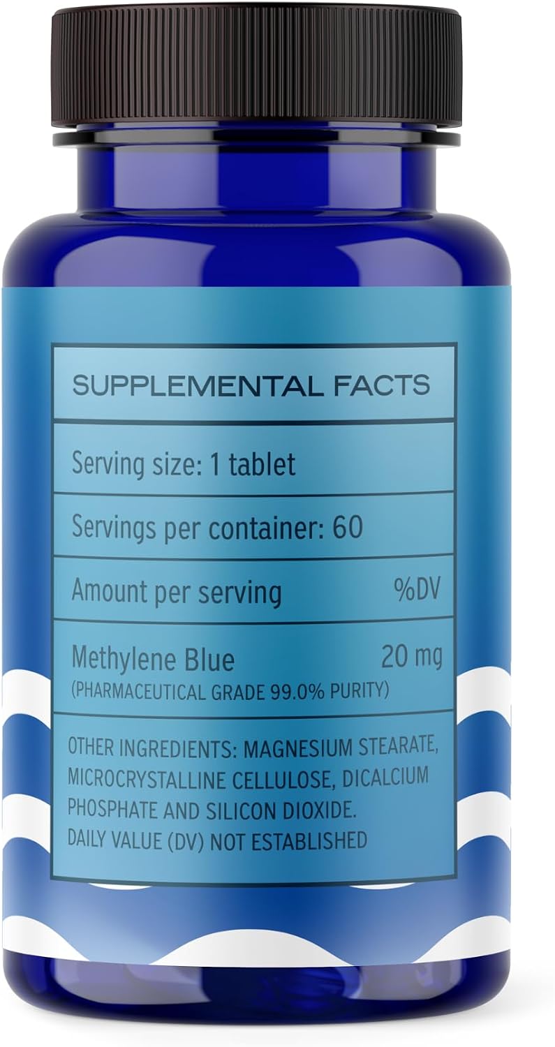 Azul de Metileno USP 20mg Comprimidos - 60 Unidades, Calidad Farmacéutica