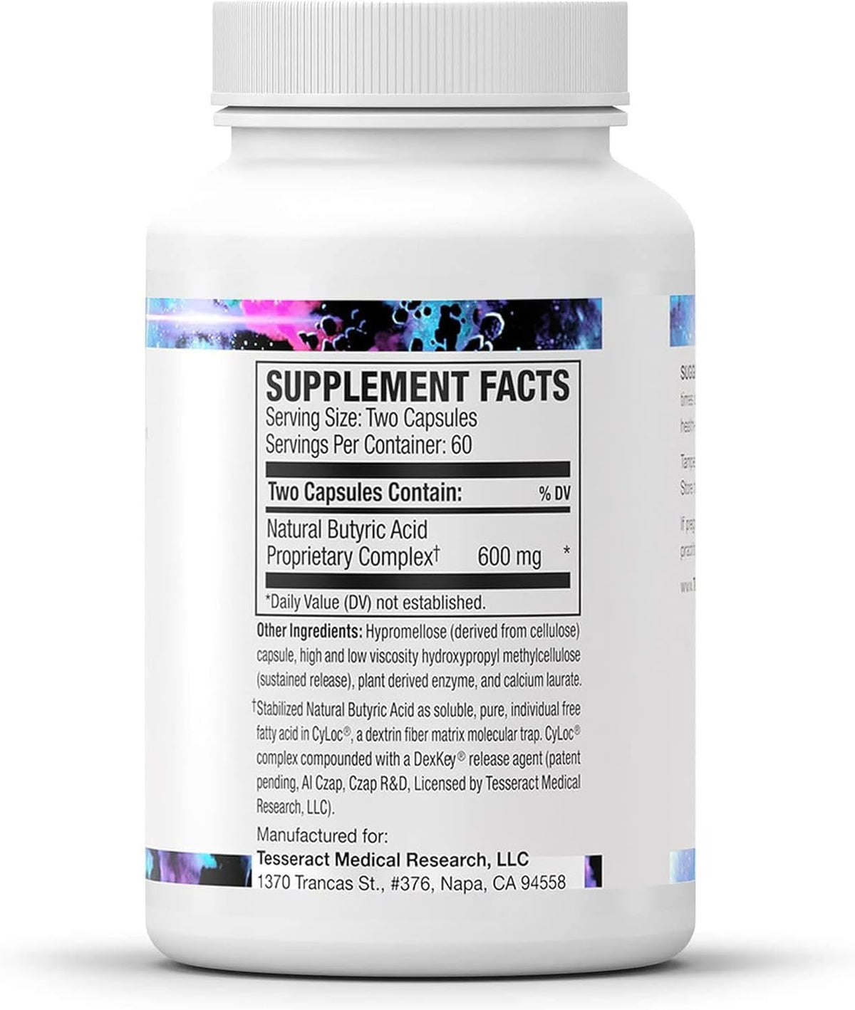 Tesseract Medical Research ProButyrate – Ácido Butírico 600mg, 120 Cápsulas – Image 9