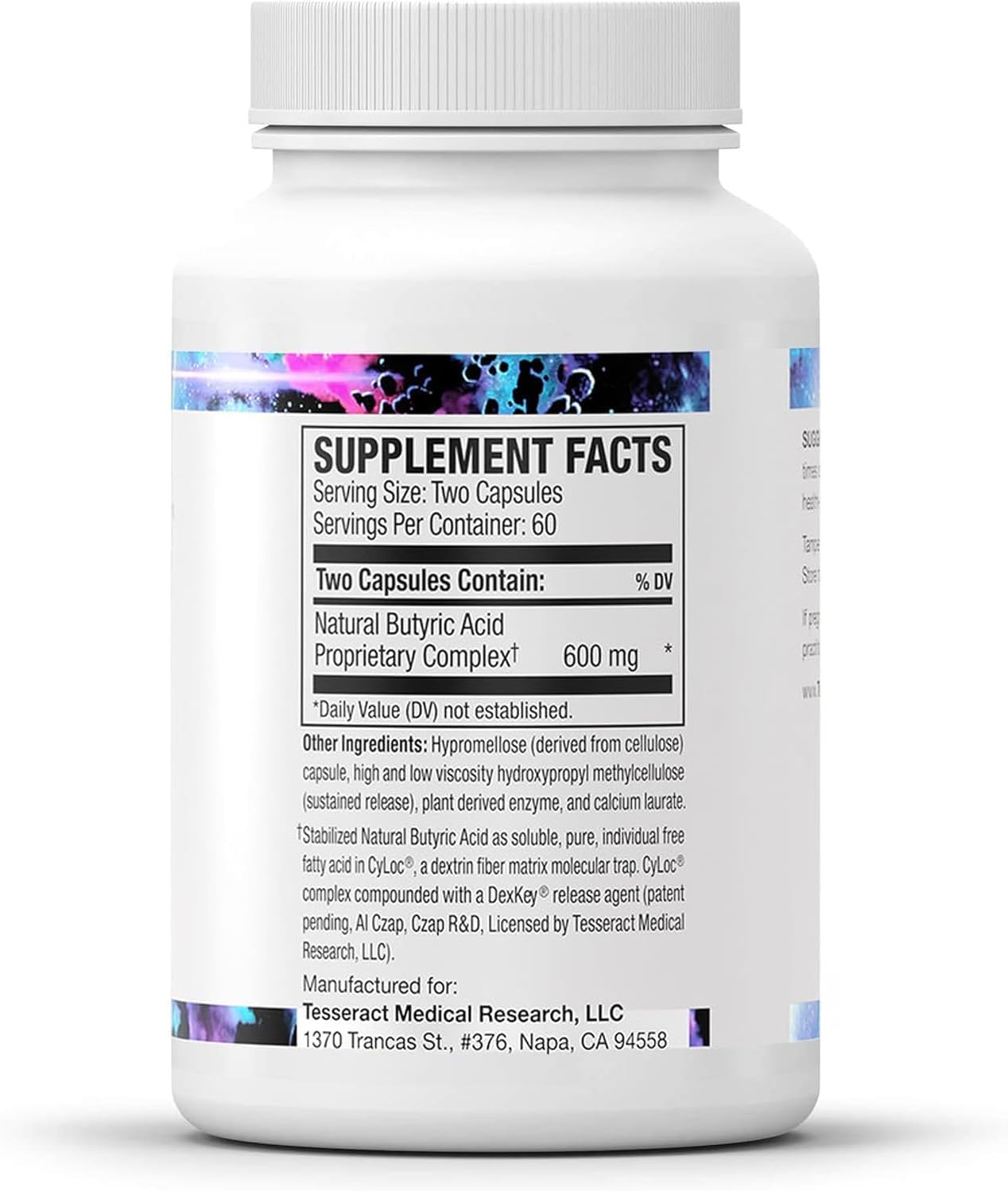 Tesseract Medical Research ProButyrate – Ácido Butírico 600mg, 120 Cápsulas