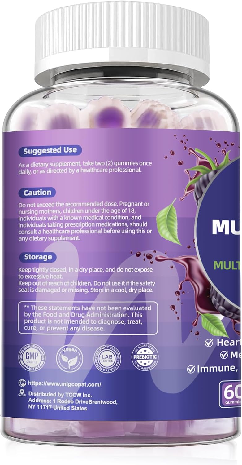 Multivitamínico para Hombres con Omega-3 y Probióticos - Gominolas sin Azúcar, Sabor Mora