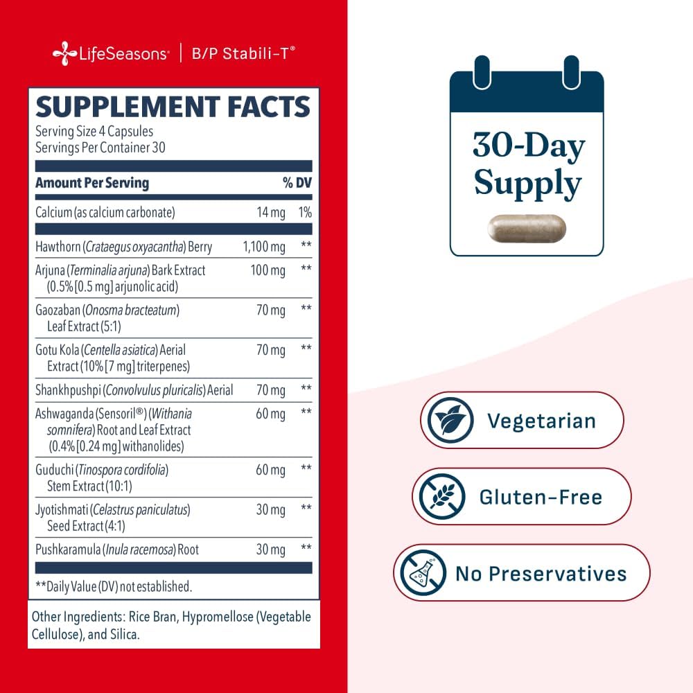 LifeSeasons B/P Stabili-T – Blood Pressure Support Supplement – 120 Capsules