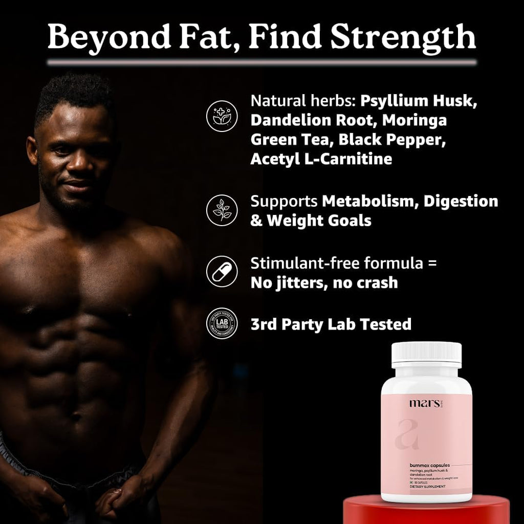 mars by GHC BurnMax Cápsulas con Psyllium Husk, Té Verde, Moringa y Diente de León - Fórmula de Alta Fibra, Pack de 2