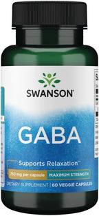 Swanson GABA 750 mg – Aminoácido de Alta Potencia, 60 Cápsulas Veganas (2 Unidades)
