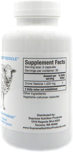 Supreme Nutrition Sheep Testicle - Testículo Ovino 100% Grass Fed, 90 Cápsulas