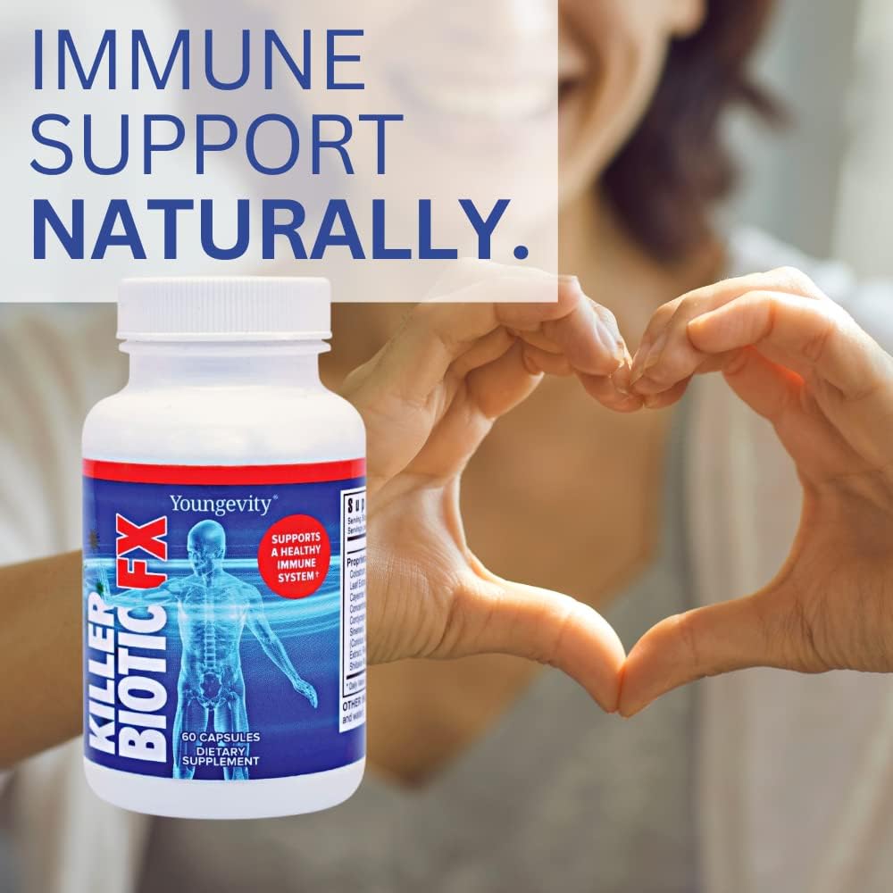 Youngevity Killer Biotic FX - Apoyo Inmunológico Natural, 120 Cápsulas (2 Envases)