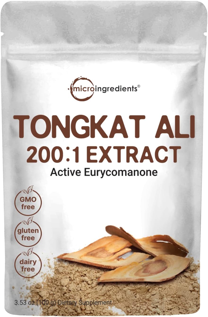 Micro Ingredients Tongkat Ali Extracto 200:1 en Polvo para Hombres (100g) - Eurycoma longifolia (Longjack) Raíz | Suplemento Herbal Concentrado | No OGM, Sin Gluten