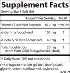 Carlson E-Gems Elite, Vitamina E 1000 UI con Tocoferoles y Tocotrienoles, Salud Cardiovascular y Bienestar Óptimo, Antioxidante, 120 Cápsulas