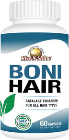 Rise-N-Shine BoniHair Catalase 10.000 IU - Suplemento para el Cabello con Saw Palmetto, Biotina y Fo-Ti - 60 Cápsulas