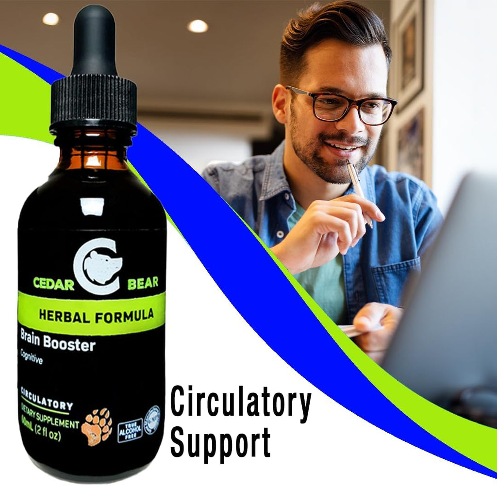 Cedar Bear Brain Booster, Complemento Herbal Líquido para Memoria y Vitalidad, 59 ml