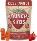 Krunchy Kids Vitamin D3 Gummies para Niños 2+ – Gomitas de Fresa con Ingredientes Limpios, Veganas y No-GMO, Bajo Índice Glucémico, 30 Unidades