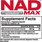 Metabolic Nutrition NAD MAX 350mg Rejuvenecedor Celular Antienvejecimiento, 30 Días