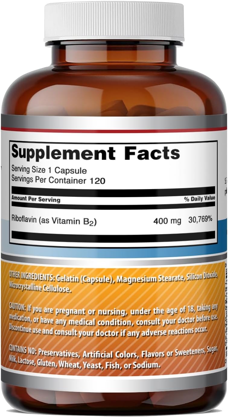 Amazing Formulas Riboflavina 400mg, 120 Cápsulas