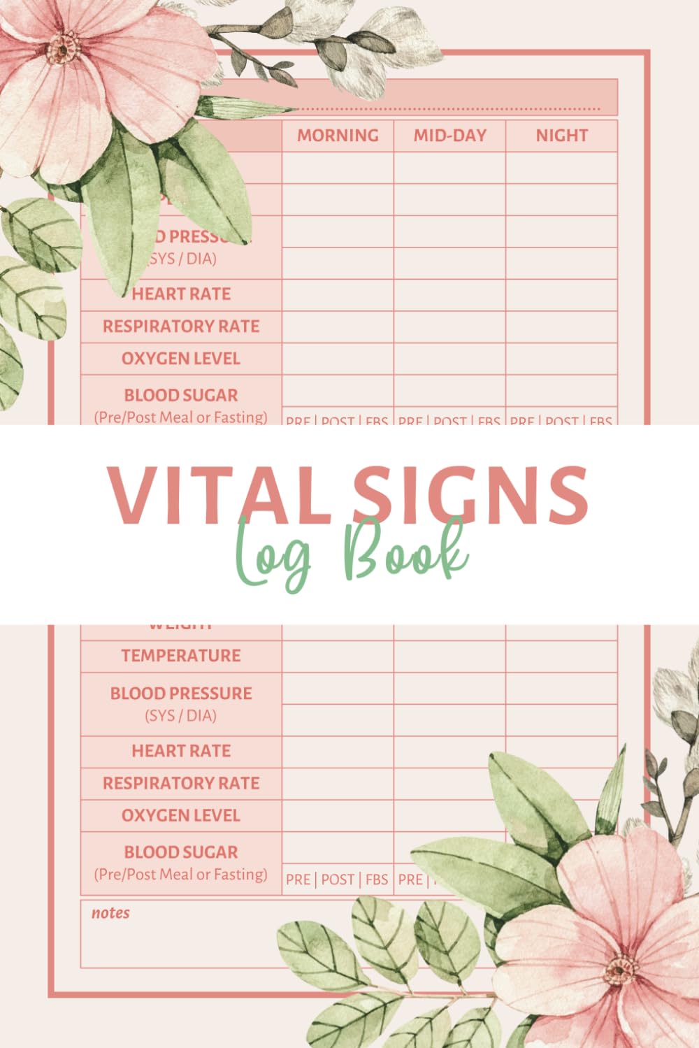 Vital Signs Log Book: Libro de Registro Médico para Monitorizar Signos Vitales Diarios | Anota tu Presión Arterial, Azúcar en Sangre, Frecuencia Cardíaca, Frecuencia Respiratoria, Nivel de Oxígeno, Temperatura y Peso