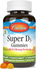 Carlson Super D3 Gummies 4000 IU (100 mcg) - 120 Gominolas Vegetarianas