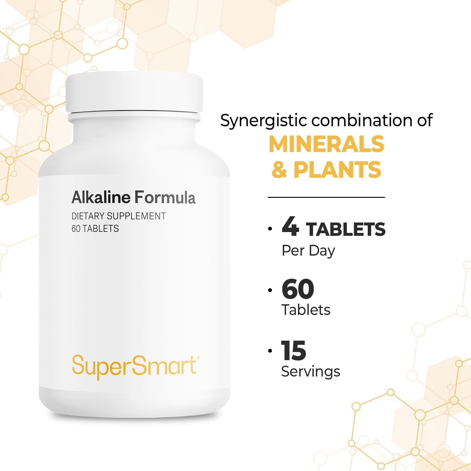 Supersmart Alkaline Formula - Fórmula Avanzada con Fosfato de Potasio, Calcio y Citrato de Magnesio - Equilibrio del pH - 60 Comprimidos