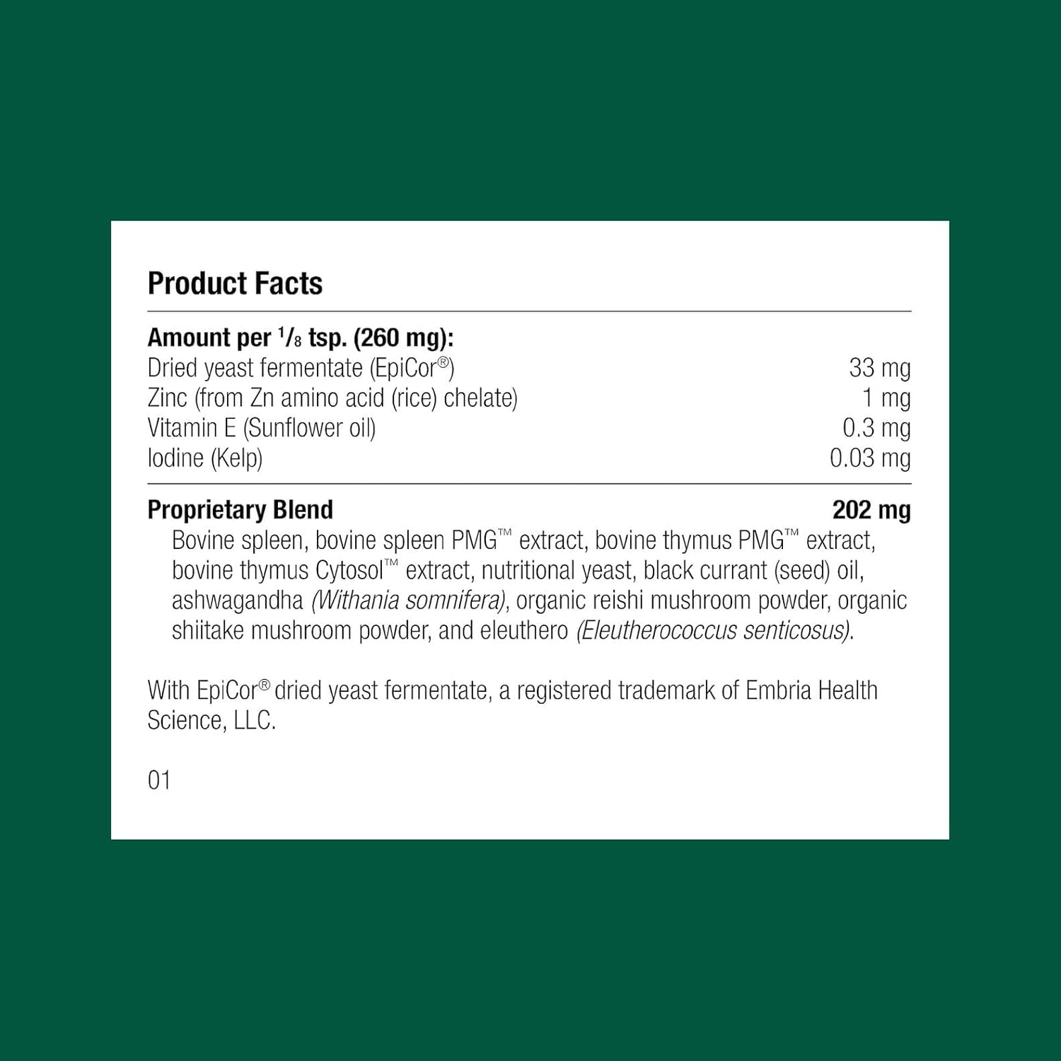 Standard Process Canine Immune System Support – Suplemento para el sistema inmunitario de perros – Polvo con zinc y algas – 30 g