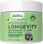 Animal Essentials Longevity Suplemento de Hongo Reishi para Perros y Gatos - Extracto en Polvo, Salud Cardiovascular y Hepática, Antioxidante - 50g