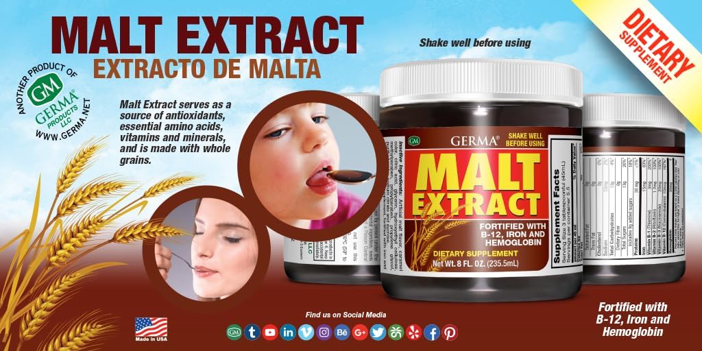 Germa Liquid Malt Extract - Pure Barley Malt Concentrate - 236 ml