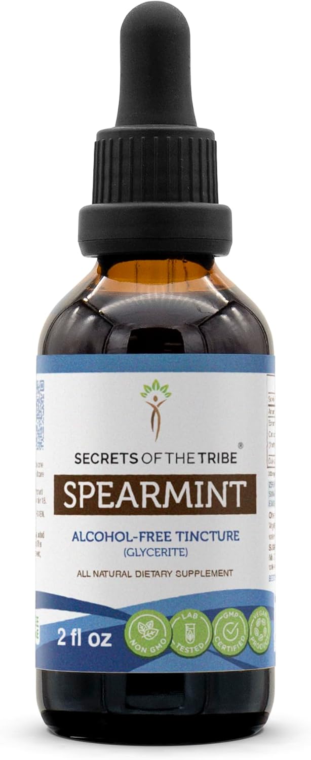 Secrets of the Tribe Extracto Líquido de Hierbabuena sin Alcohol, Tintura de Hojas Secas de Mentha spicata - 118 ml