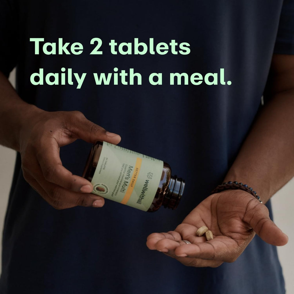 WellWithAll Multivitamínico para Hombres con Zinc, Vitamina D, B12, K2 y Calcio | Apoyo Inmunidad y Energía | 60 Comprimidos